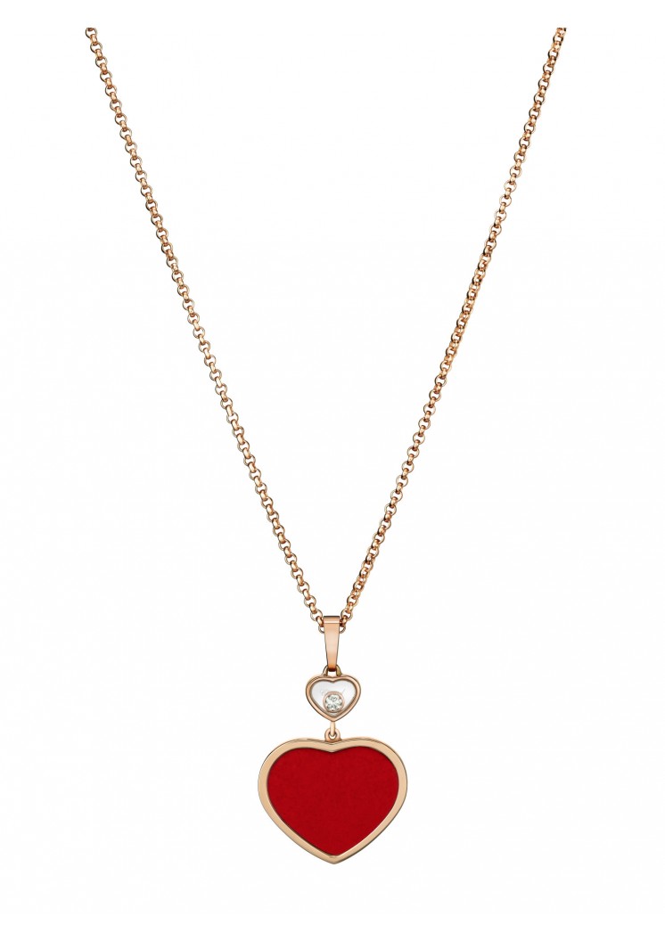 Chopard Happy Hearts Necklace Rose gold and red stone | Slaets